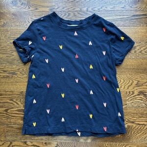 LOFT Navy Heart Print Short Sleeve Tee | Women’s Medium